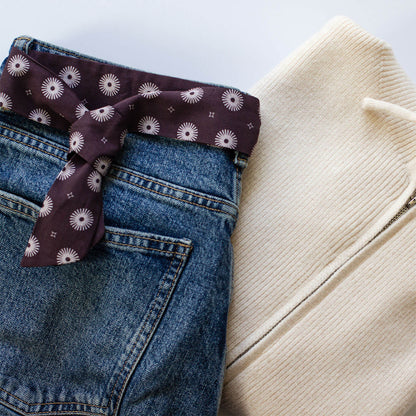 Deep Purple Sunburst Skinny Bow Scarf